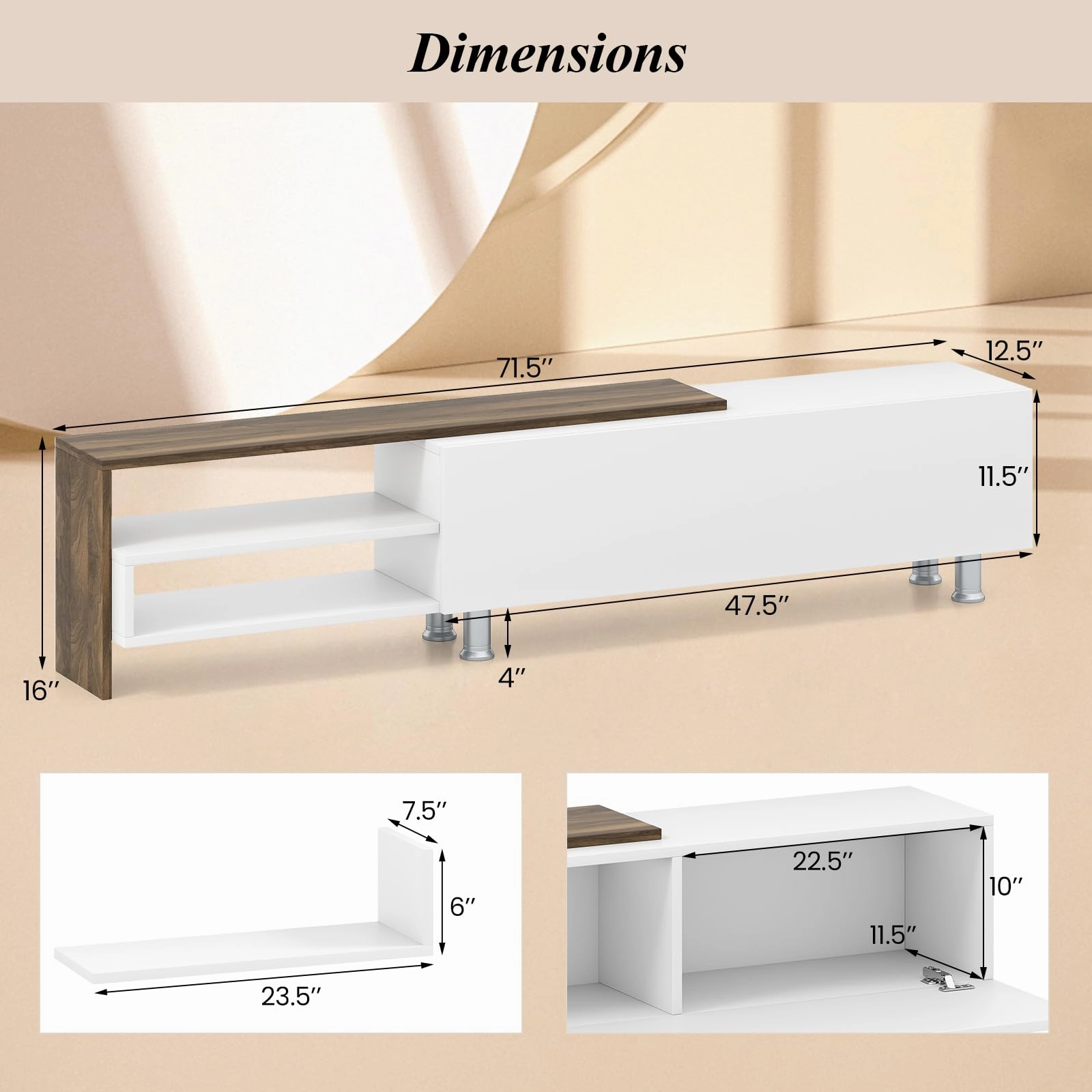 Giantex 80 Inch TV Stand and 2 Floating Shelves Set