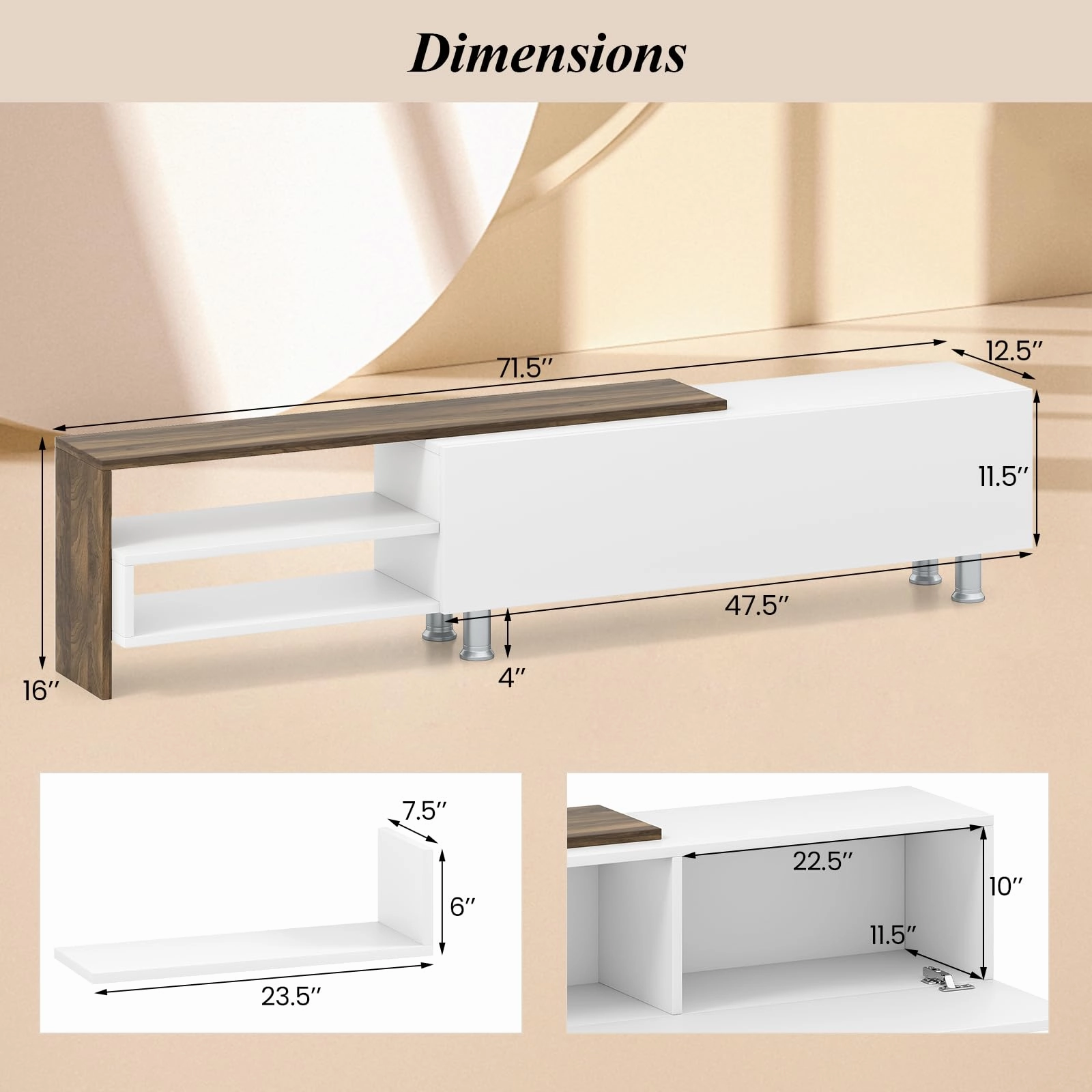 Giantex 80 Inch TV Stand and 2 Floating Shelves Set