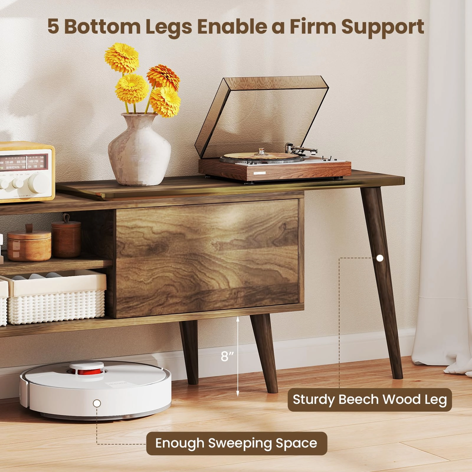 Giantex 85 Inch TV Stand and 2 Floating Shelves Set