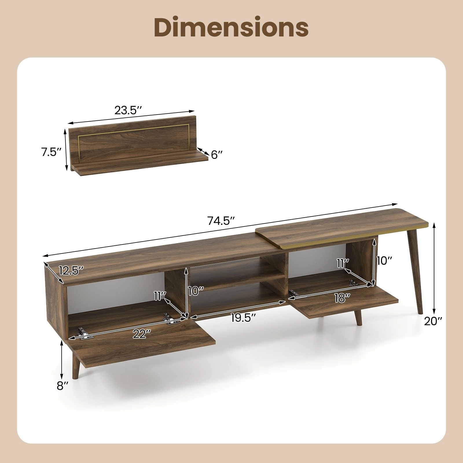 Giantex 85 Inch TV Stand and 2 Floating Shelves Set