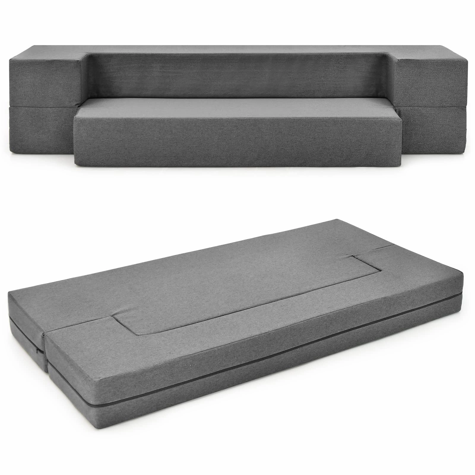 Giantex 8 Inch Folding Sofa Bed Couch, Memory Foam Futon Mattress Linen Fabric Sofa sectional sofa, corner couch
