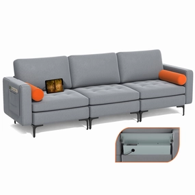 Giantex 97" Sectional Sofa Couch, 3-Seater Modular Sleeper with USB Ports sectional sofa, corner couch