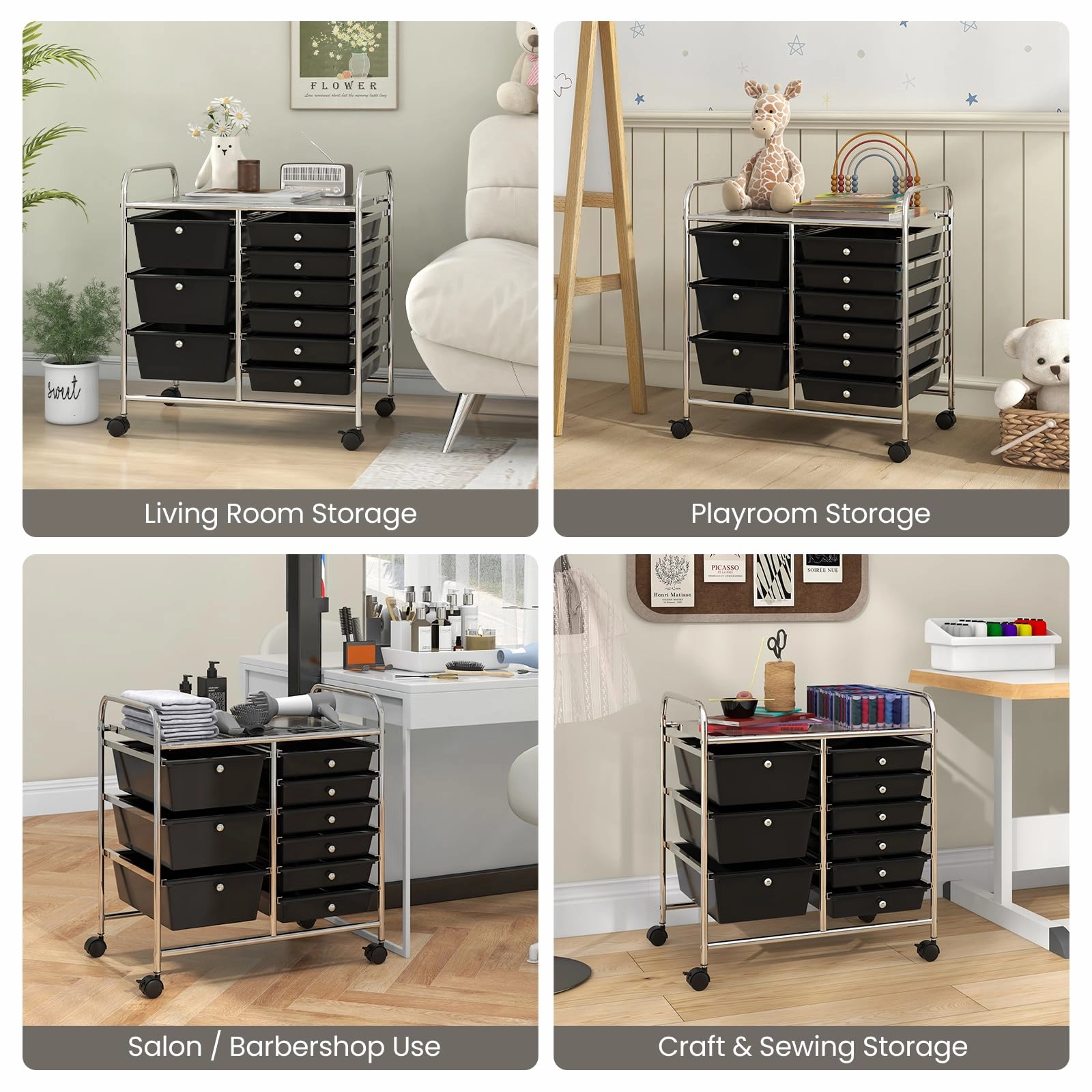 Giantex 9 Drawers Rolling Cart, Classroom Organizers, Storage Cart with Wheels