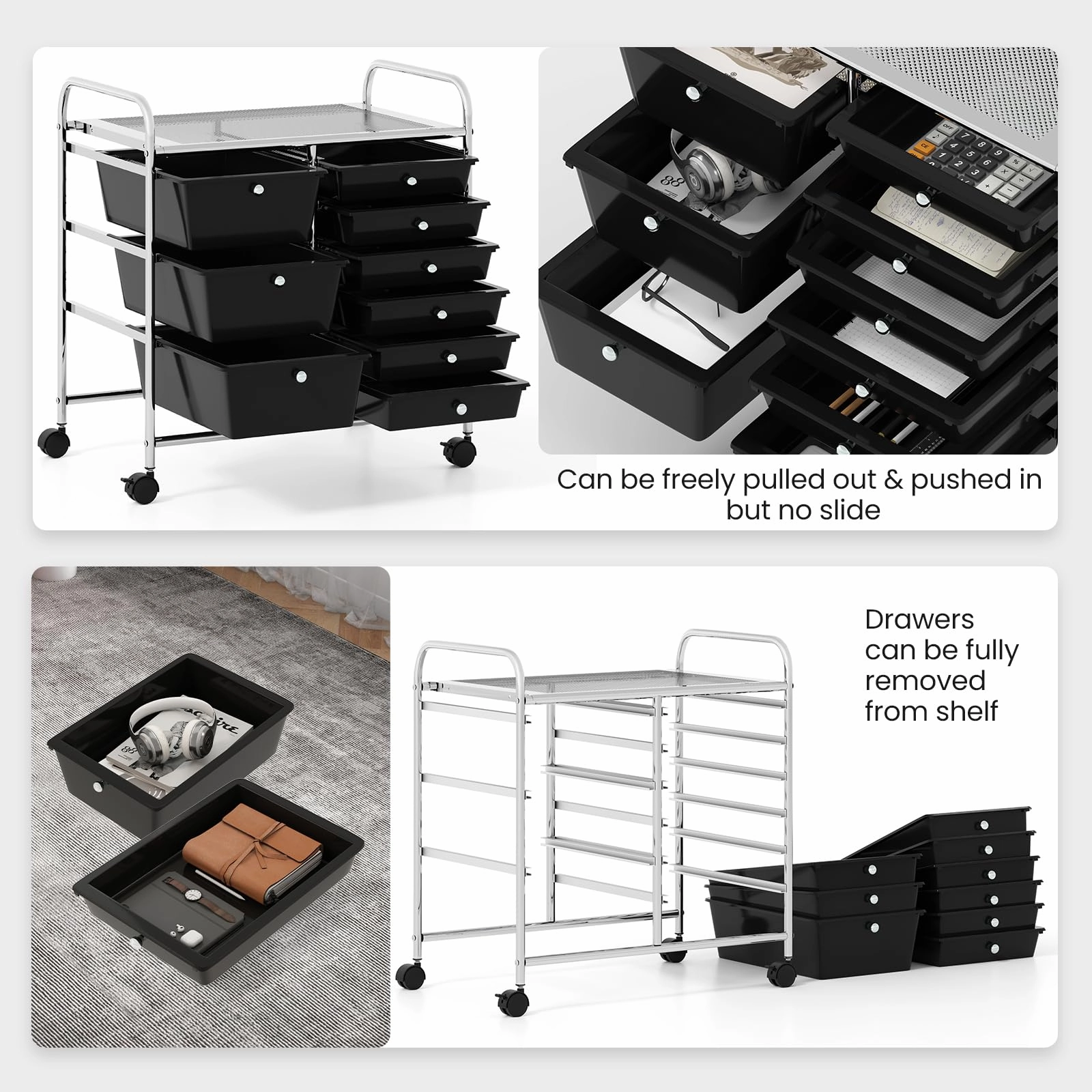 Giantex 9 Drawers Rolling Cart, Classroom Organizers, Storage Cart with Wheels