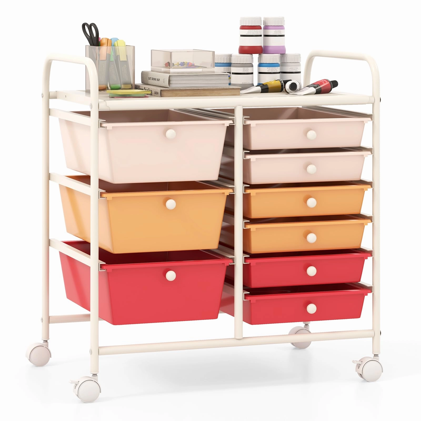 Giantex 9 Drawers Rolling Cart, Classroom Organizers, Storage Cart with Wheels
