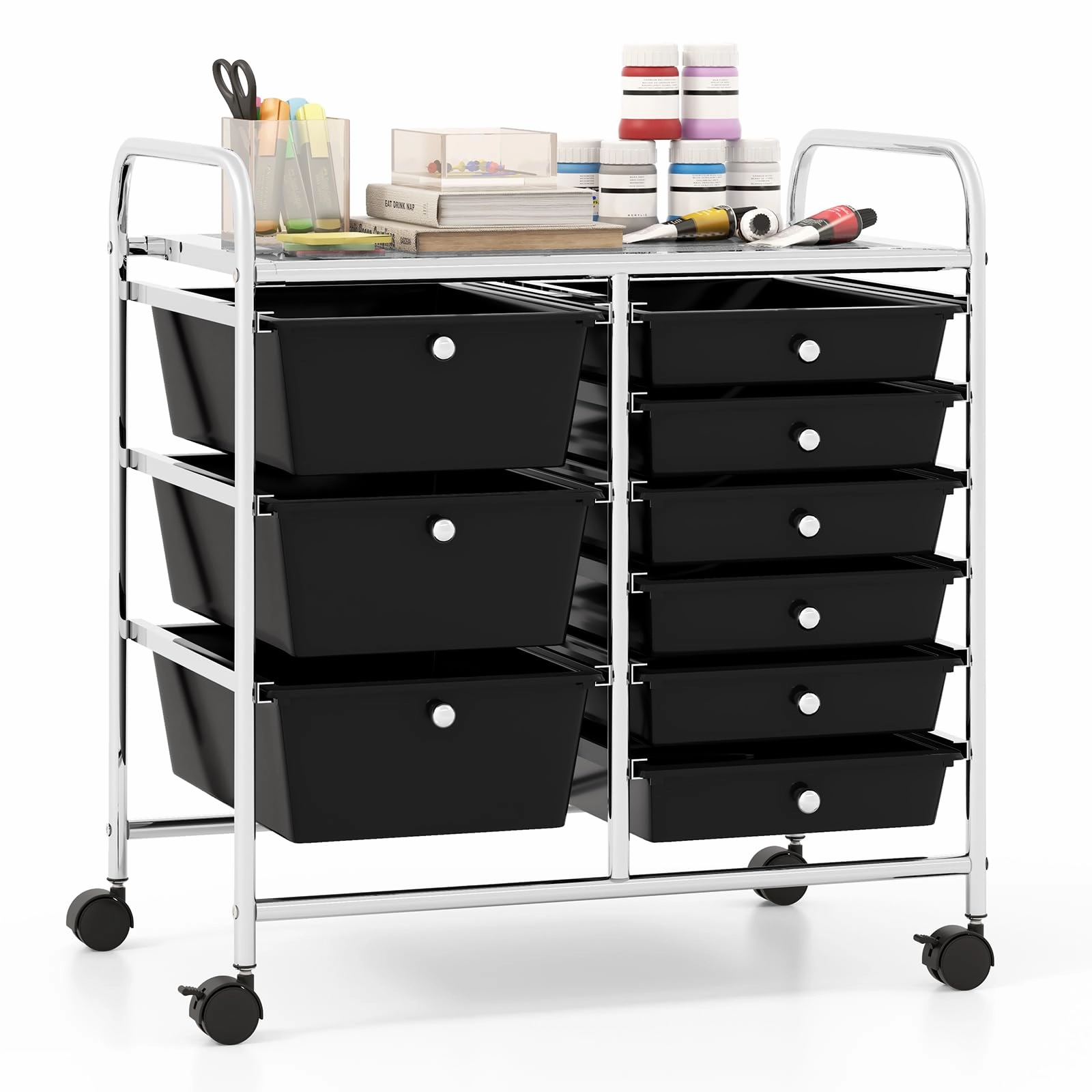 Giantex 9 Drawers Rolling Cart, Classroom Organizers, Storage Cart with Wheels outdoor dining set, patio table