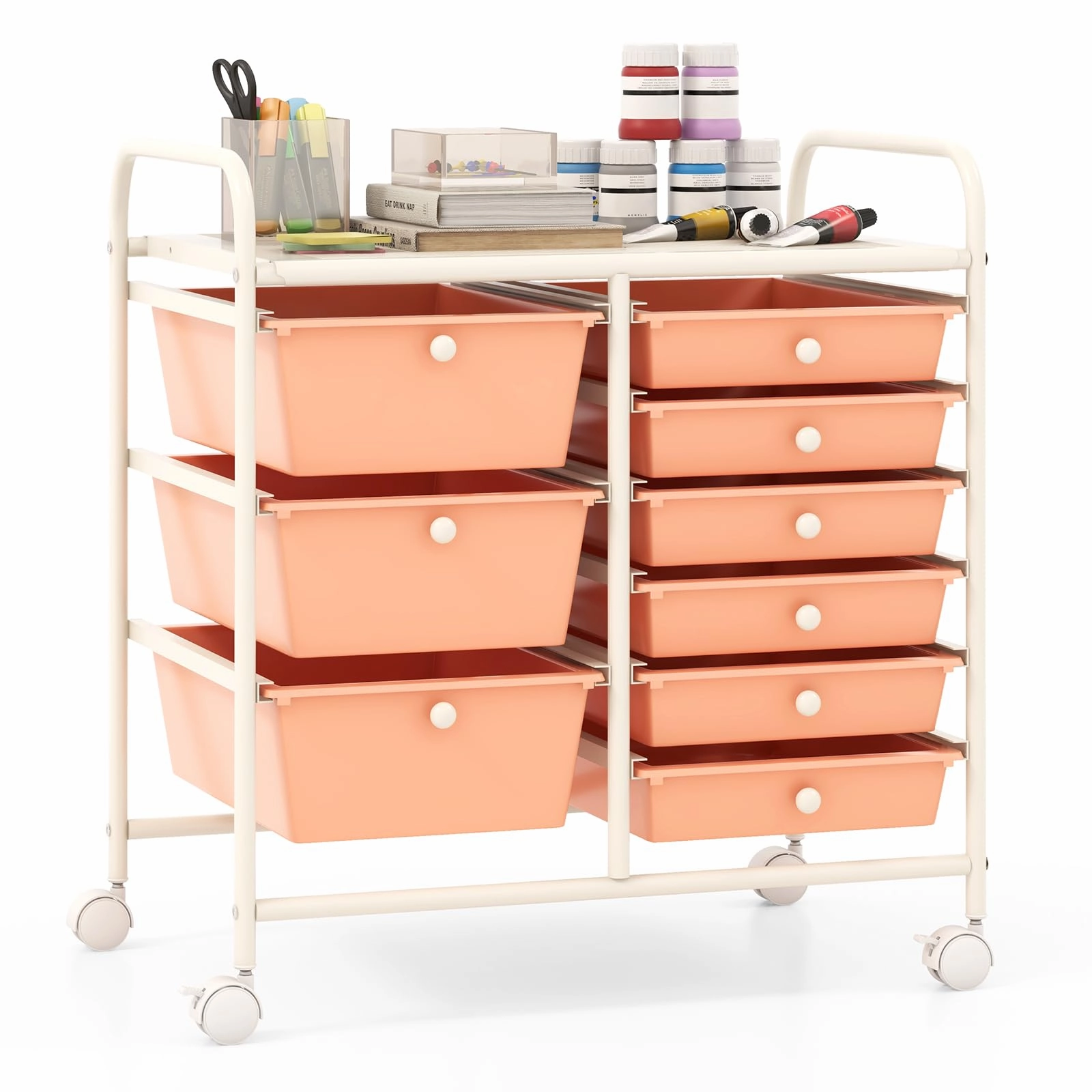 Giantex 9 Drawers Rolling Cart, Classroom Organizers, Storage Cart with Wheels