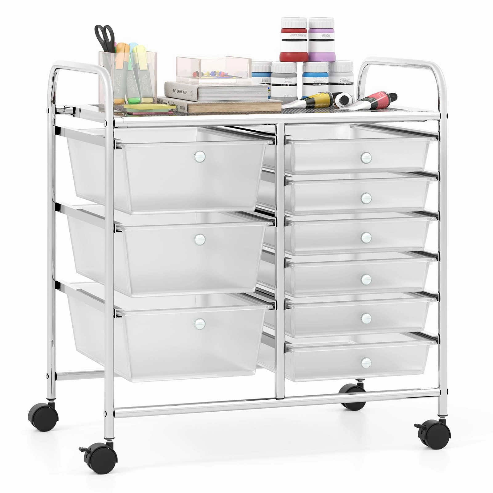 Giantex 9 Drawers Rolling Cart, Classroom Organizers, Storage Cart with Wheels