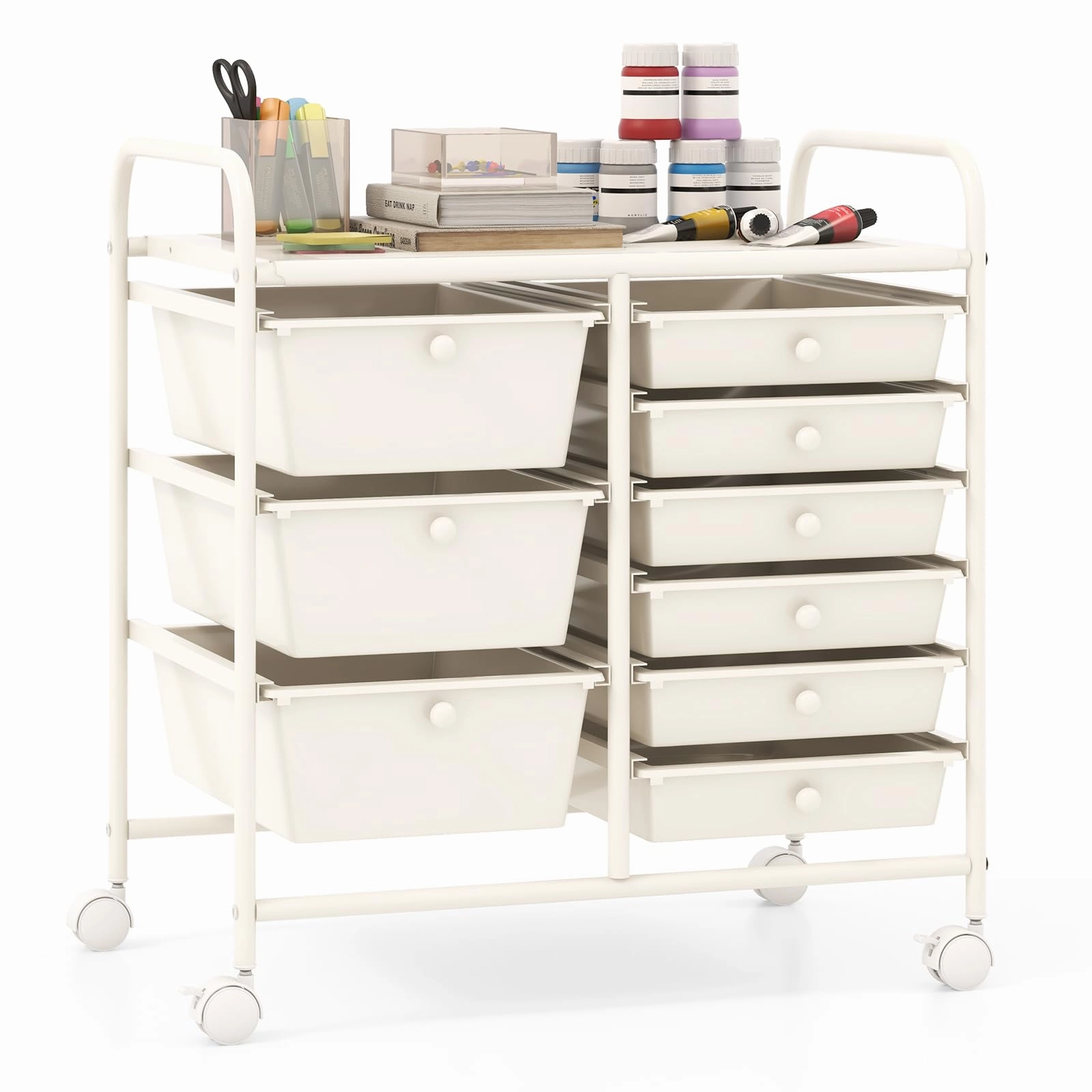Giantex 9 Drawers Rolling Cart, Classroom Organizers, Storage Cart with Wheels