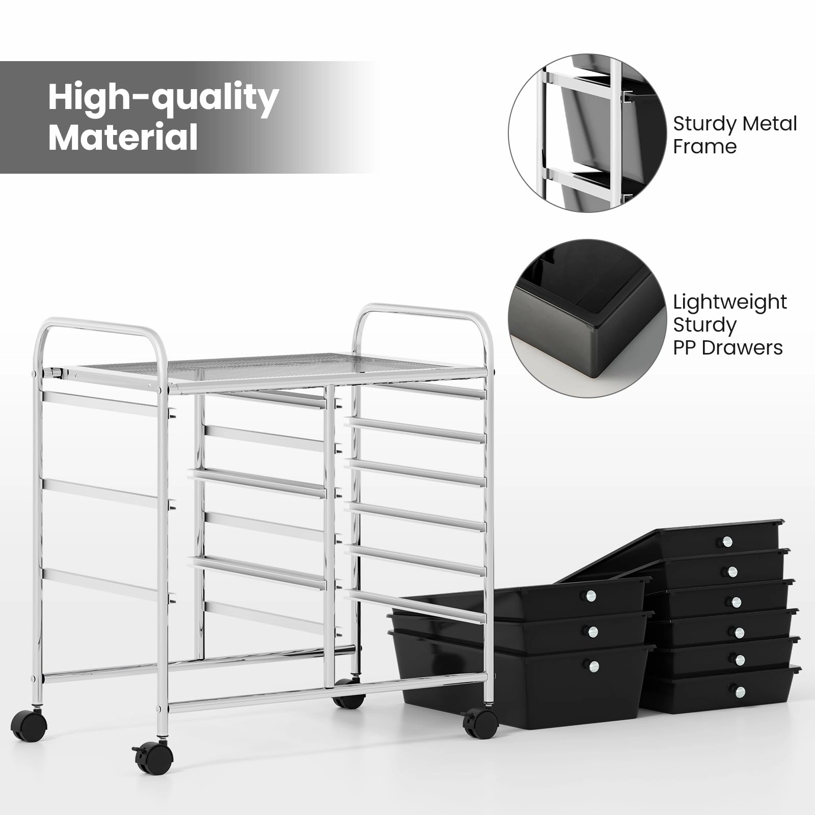 Giantex 9 Drawers Rolling Cart, Classroom Organizers, Storage Cart with Wheels