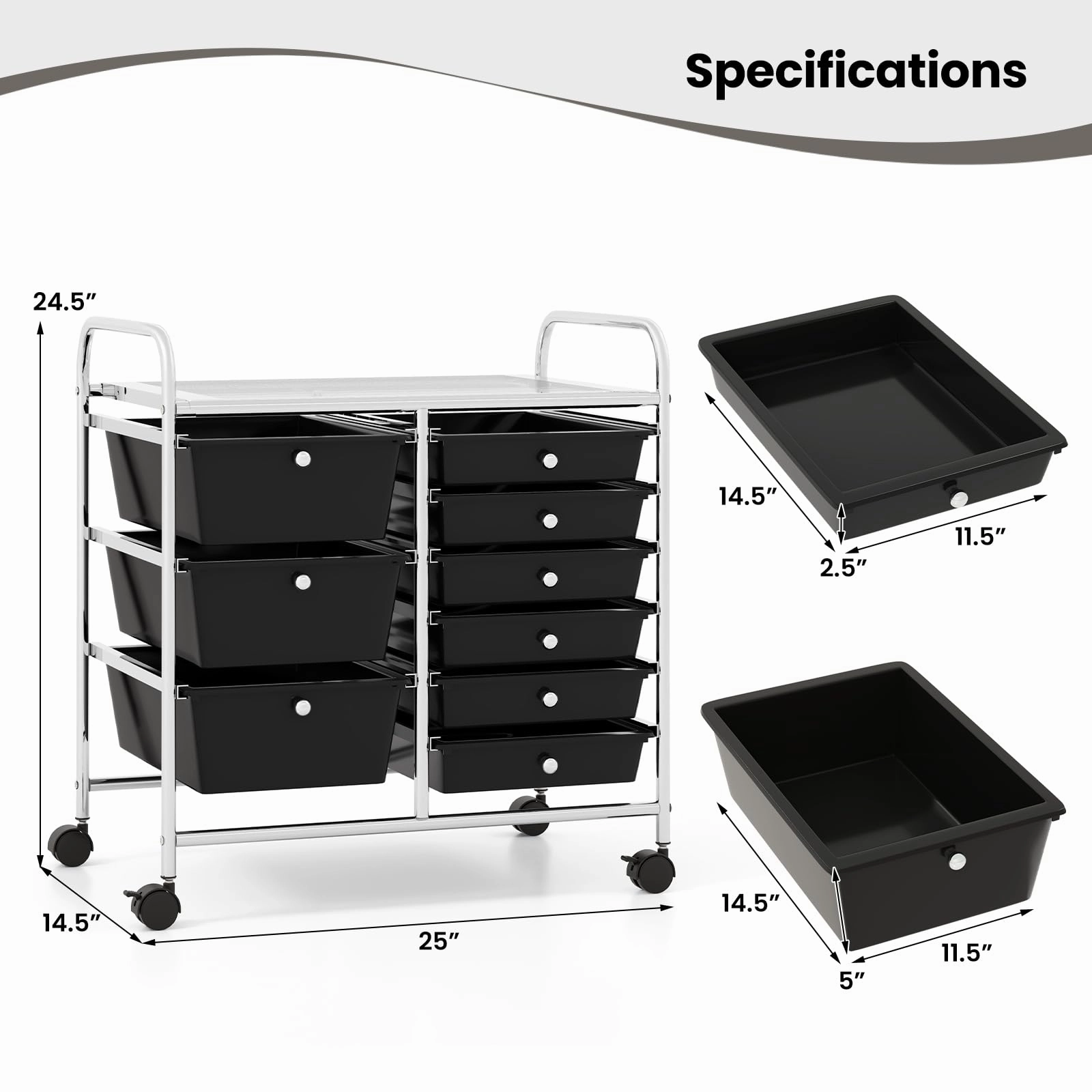 Giantex 9 Drawers Rolling Cart, Classroom Organizers, Storage Cart with Wheels