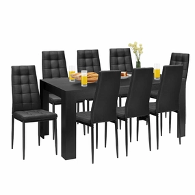 Giantex 9 Pcs Dining Table Set, Wood Rectangular Table with 8 Upholstered Chairs Set kitchen towel, placemats