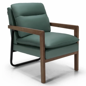 Giantex Accent Chair, Comfy Soft Leathaire Bedroom Chair with Solid Rubber Wood Legs sectional sofa, corner couch