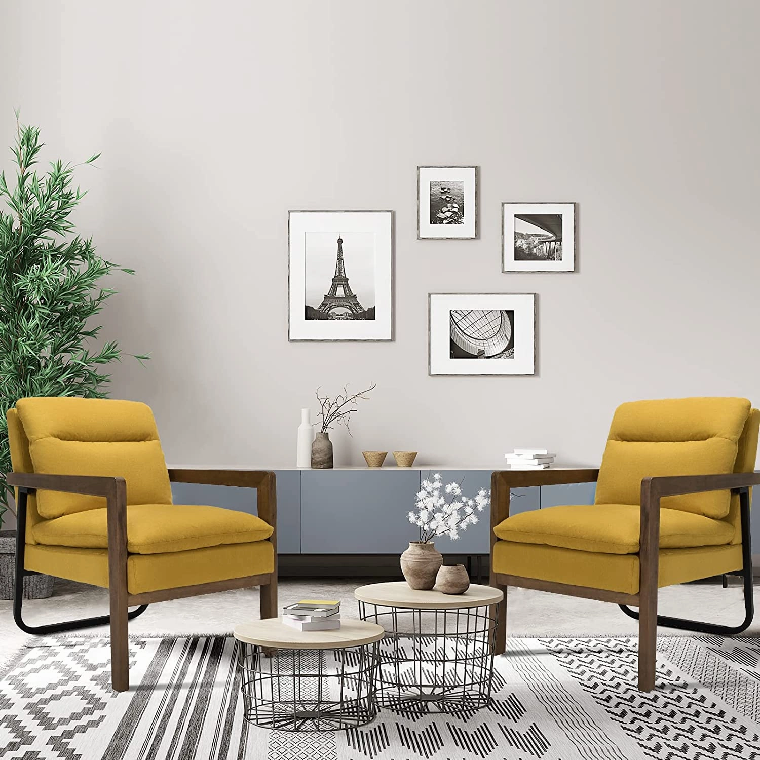 Giantex Accent Chair, Comfy Soft Leathaire Bedroom Chair with Solid Rubber Wood Legs