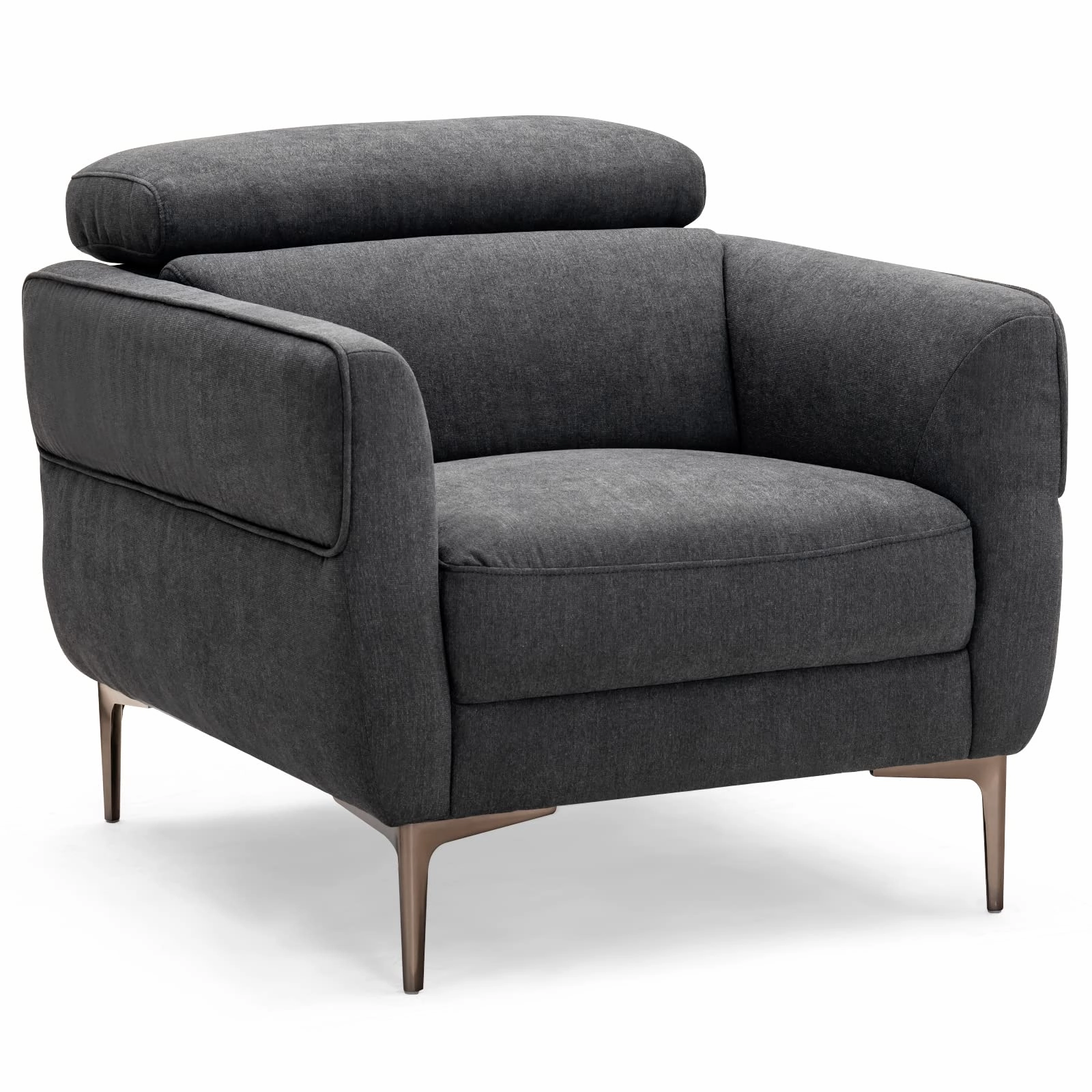 Giantex Accent Chair, Upholstered Single Sofa Chair with Adjustable Headrest storage ottoman, pouf