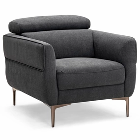 Giantex Accent Chair, Upholstered Single Sofa Chair with Adjustable Headrest storage ottoman, pouf