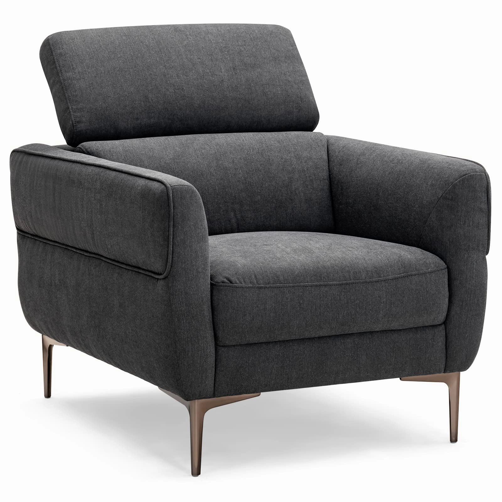 Giantex Accent Chair, Upholstered Single Sofa Chair with Adjustable Headrest