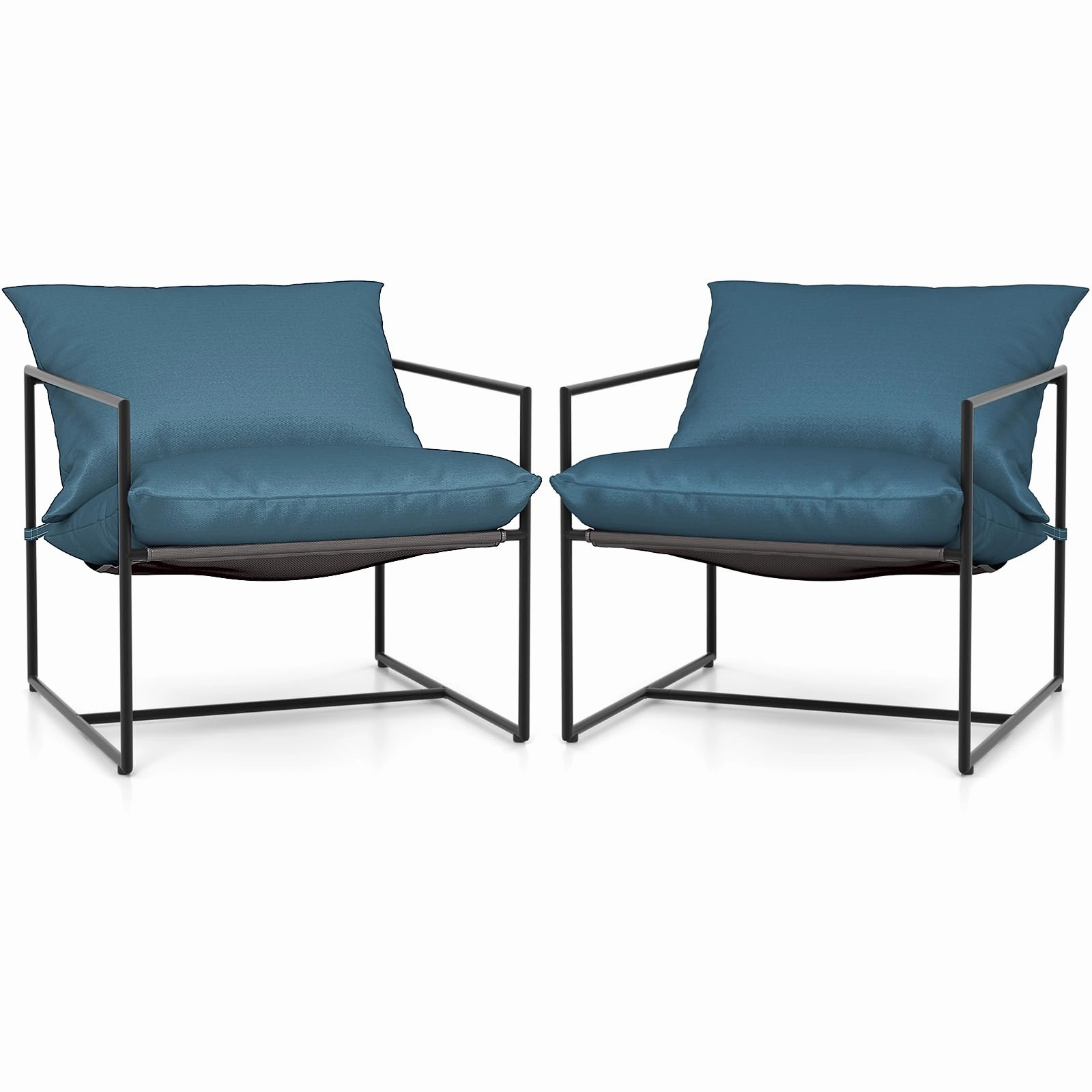 Giantex Accent Chairs for Living Room - Metal Framed Armchair with Removable Sponge Cushion, Sling Accent Chair Set of 2 sectional sofa, corner couch
