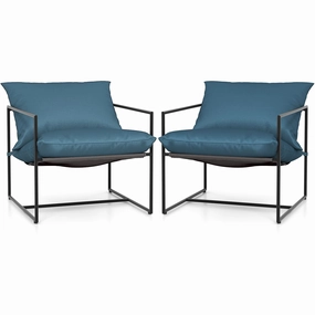 Giantex Accent Chairs for Living Room - Metal Framed Armchair with Removable Sponge Cushion, Sling Accent Chair Set of 2 recliner chair, sleeper chair