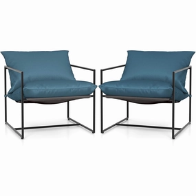 Giantex Accent Chairs for Living Room - Metal Framed Armchair with Removable Sponge Cushion, Sling Accent Chair Set of 2 sectional sofa, corner couch