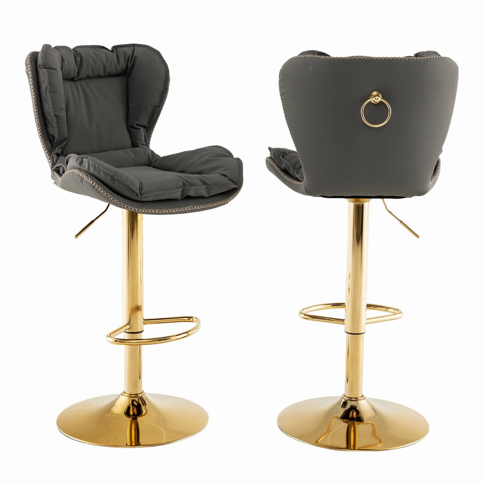 Giantex Adjustable Bar Stool Set of 2, PU Leather Bar Chairs with Padded Seat kitchen towel, placemats