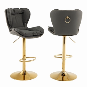 Giantex Adjustable Bar Stool Set of 2, PU Leather Bar Chairs with Padded Seat kitchen towel, placemats