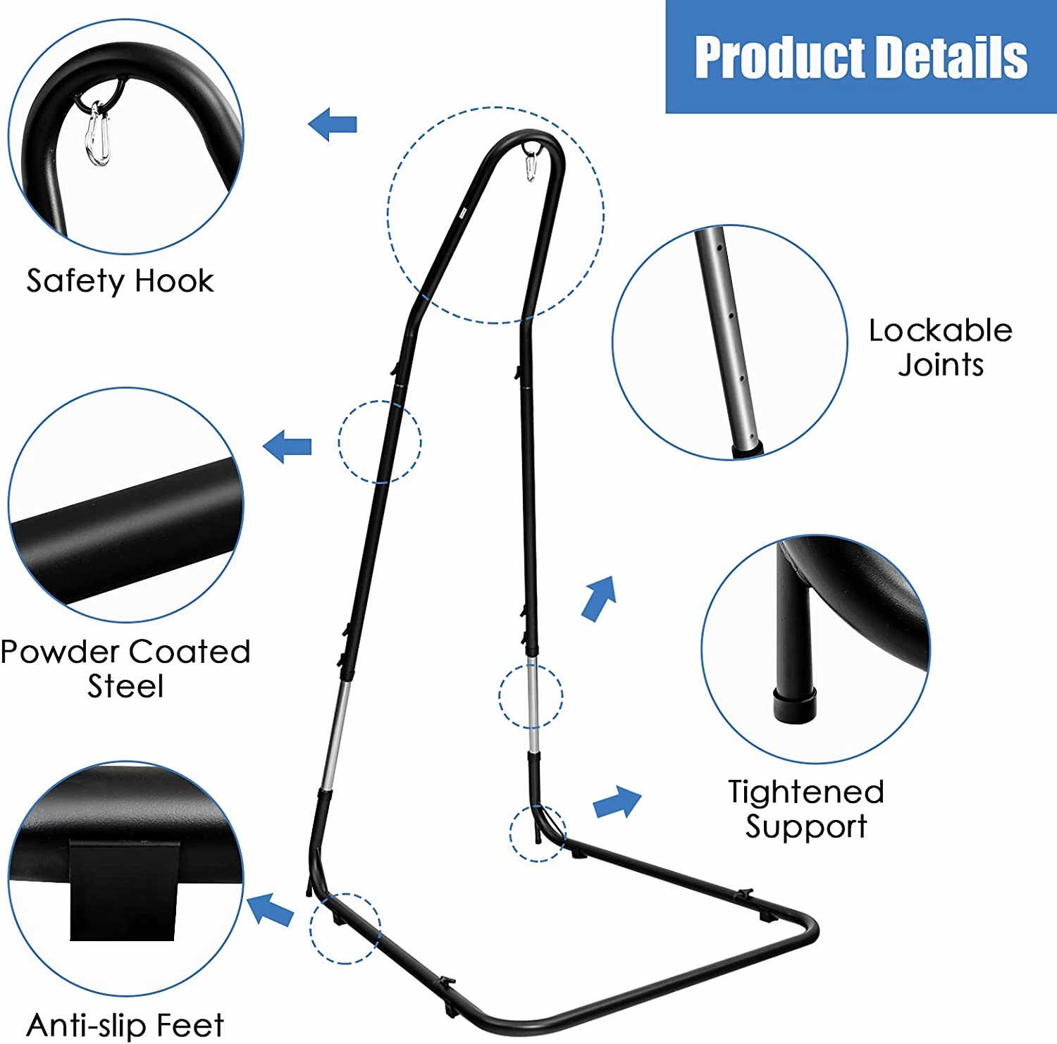Giantex Adjustable Hammock Chair Stand, Height Adjust from 78.5" to 98.5"