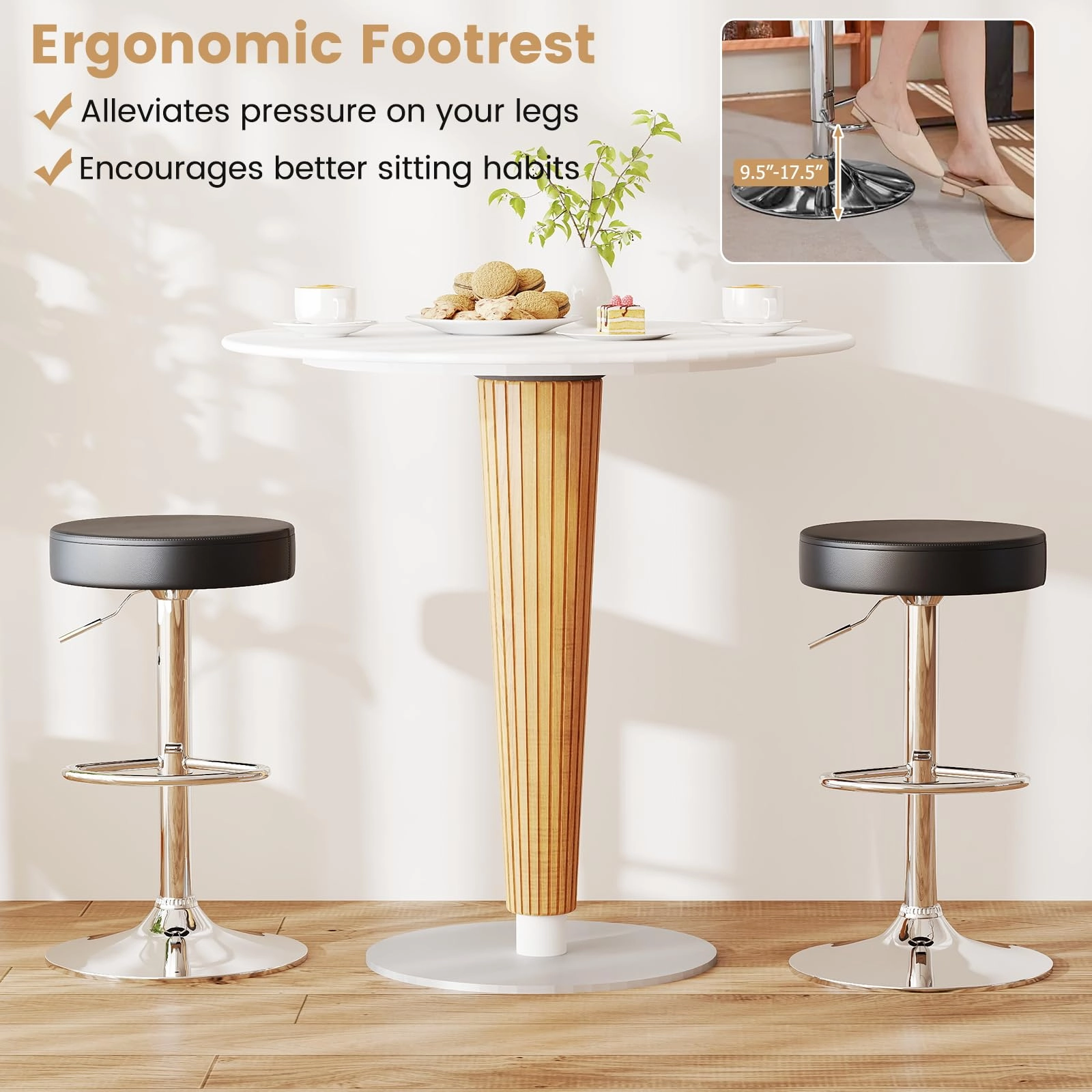 Giantex Adjustable Height PU Leather Bar Chair with Swivel Padded Seat