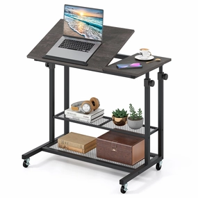 Giantex Adjustable Rolling Computer Desk with Tilting Desktop and Storage Shelves patio decor, garden accessories