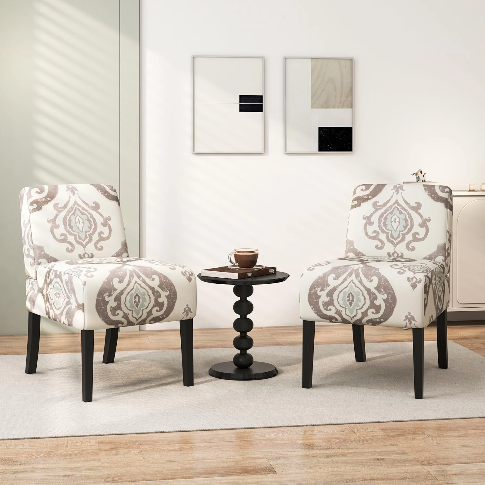 Giantex Armless Accent Chair Set of 1/2/4, Upholstered Living Room Chair with Rubber Wood Legs