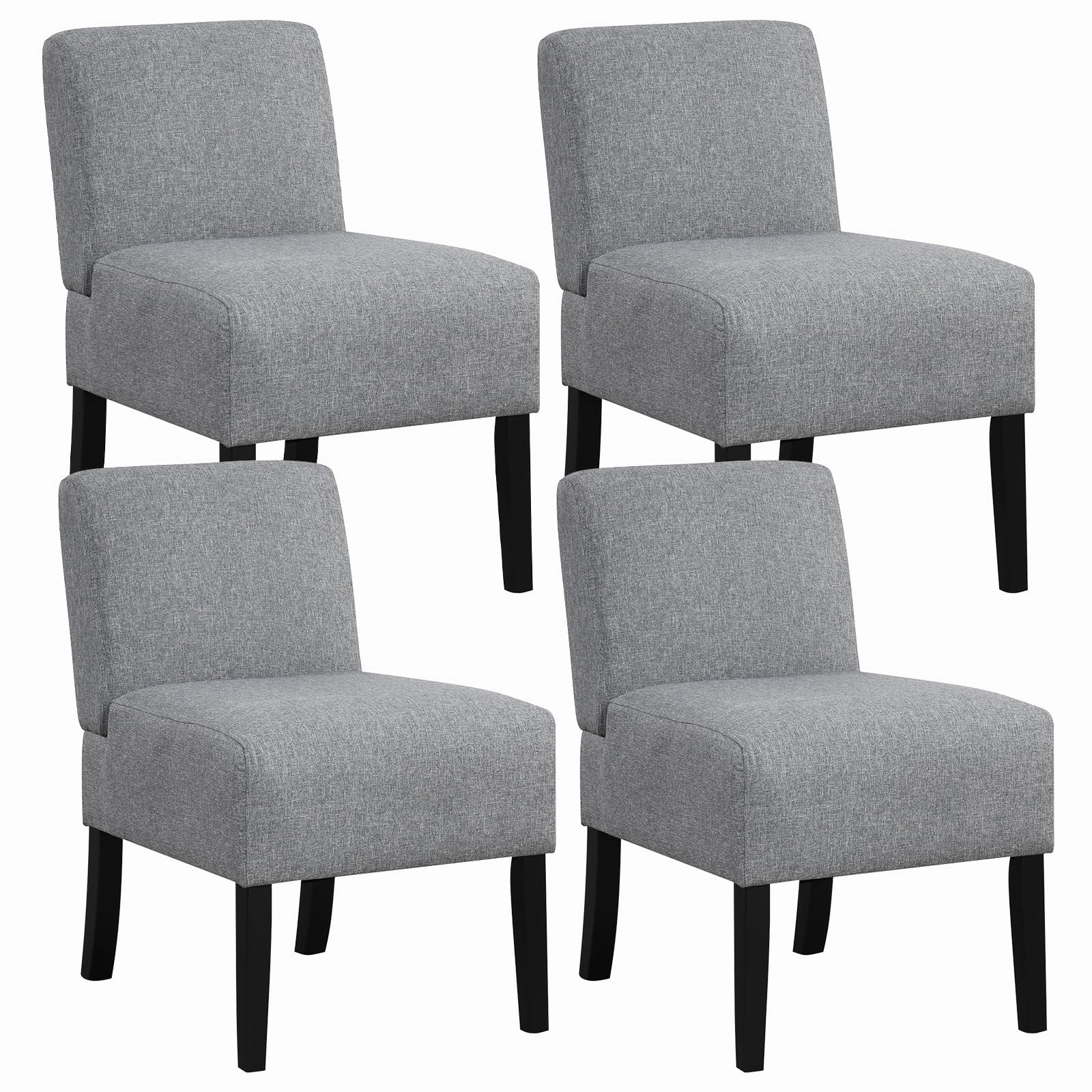 Giantex Armless Accent Chair Set of 1/2/4, Upholstered Living Room Chair with Rubber Wood Legs