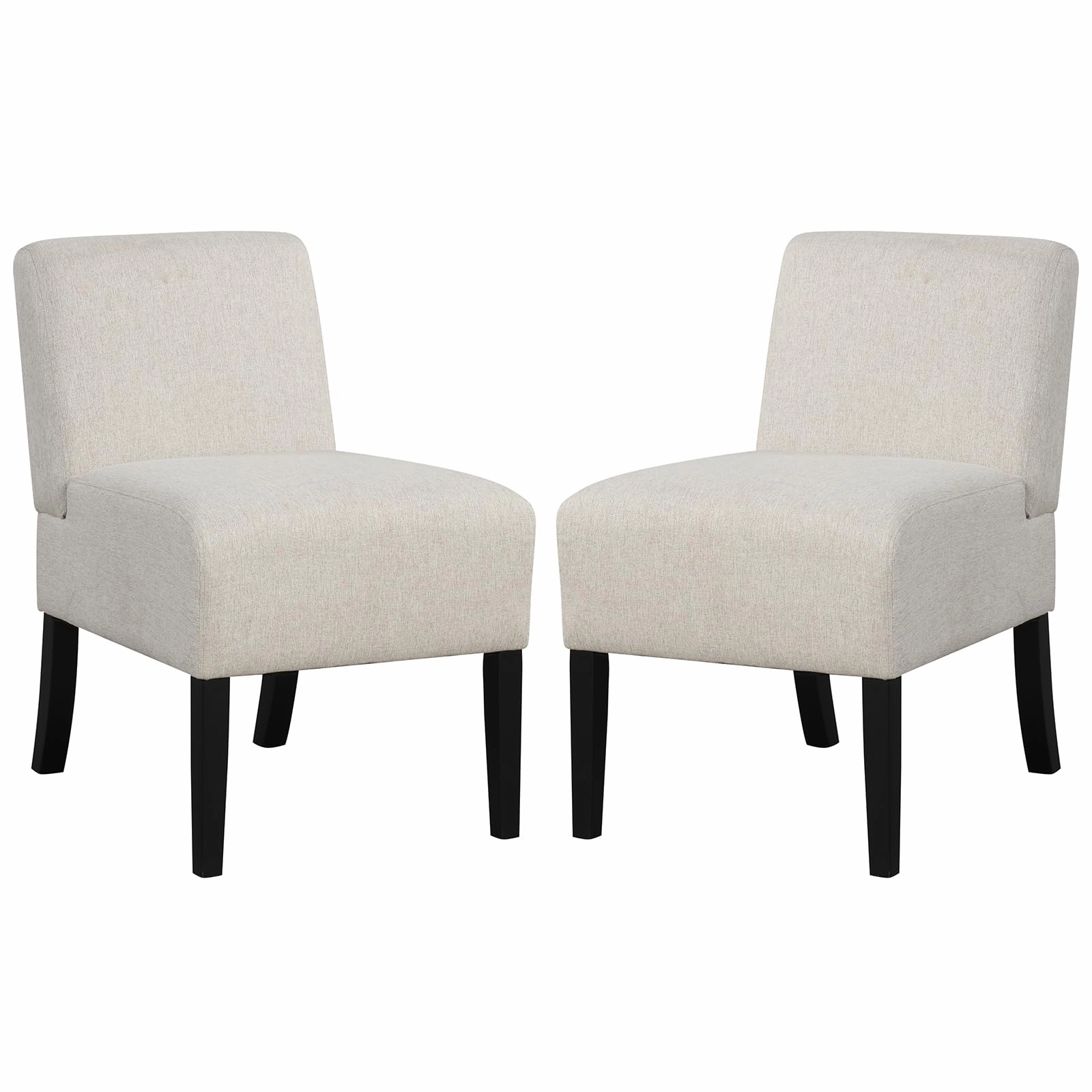 Giantex Armless Accent Chair Set of 1/2/4, Upholstered Living Room Chair with Rubber Wood Legs
