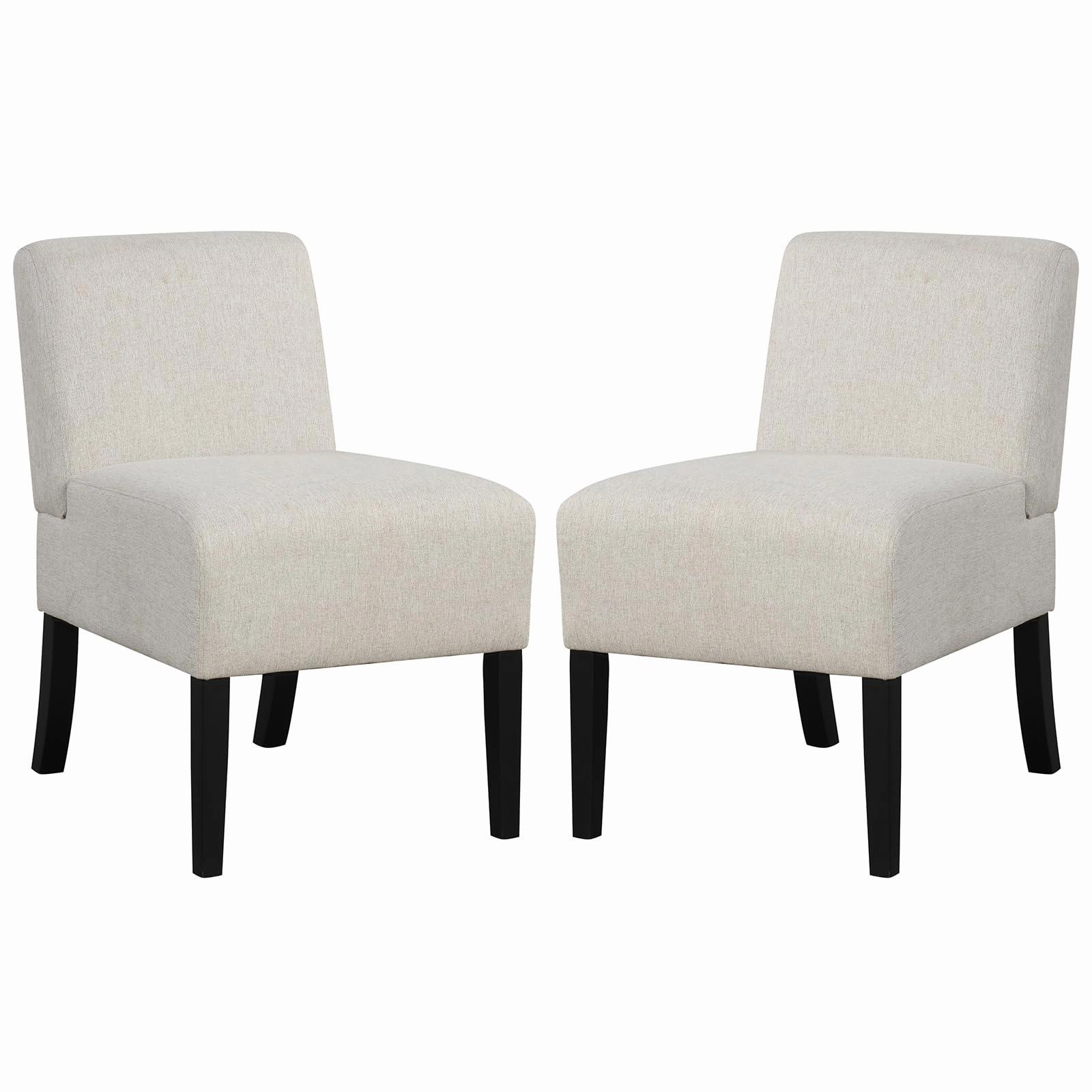 Giantex Armless Accent Chair Set of 1/2/4, Upholstered Living Room Chair with Rubber Wood Legs