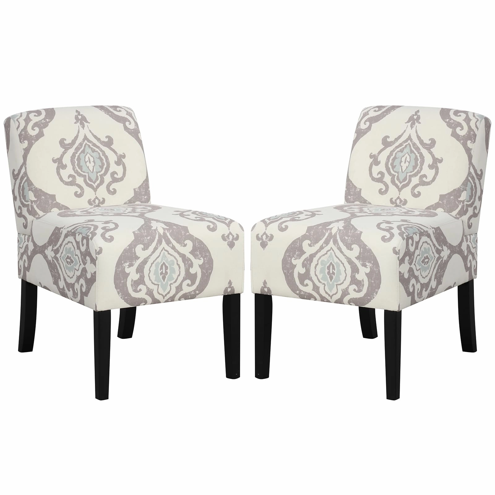 Giantex Armless Accent Chair Set of 1/2/4, Upholstered Living Room Chair with Rubber Wood Legs