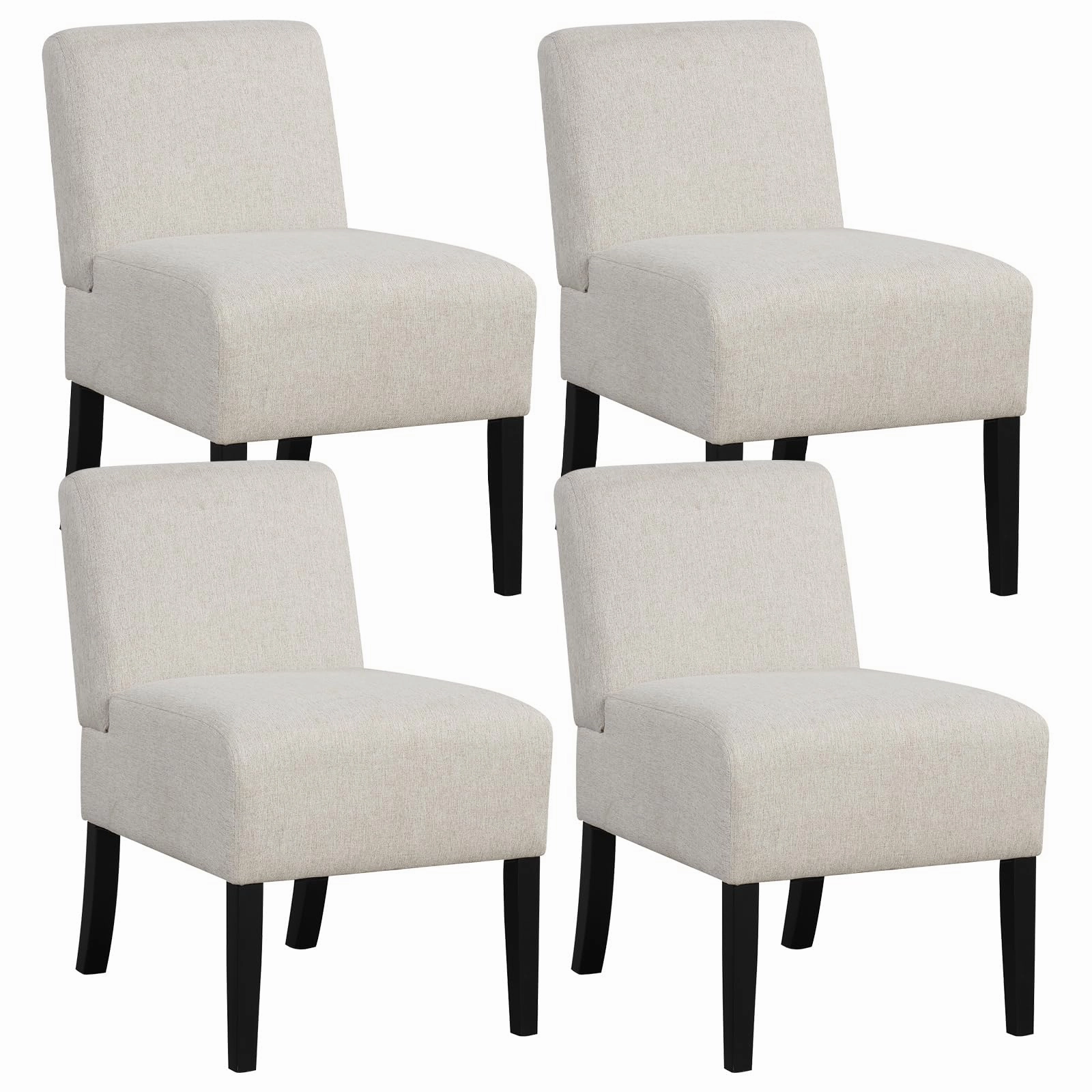Giantex Armless Accent Chair Set of 1/2/4, Upholstered Living Room Chair with Rubber Wood Legs