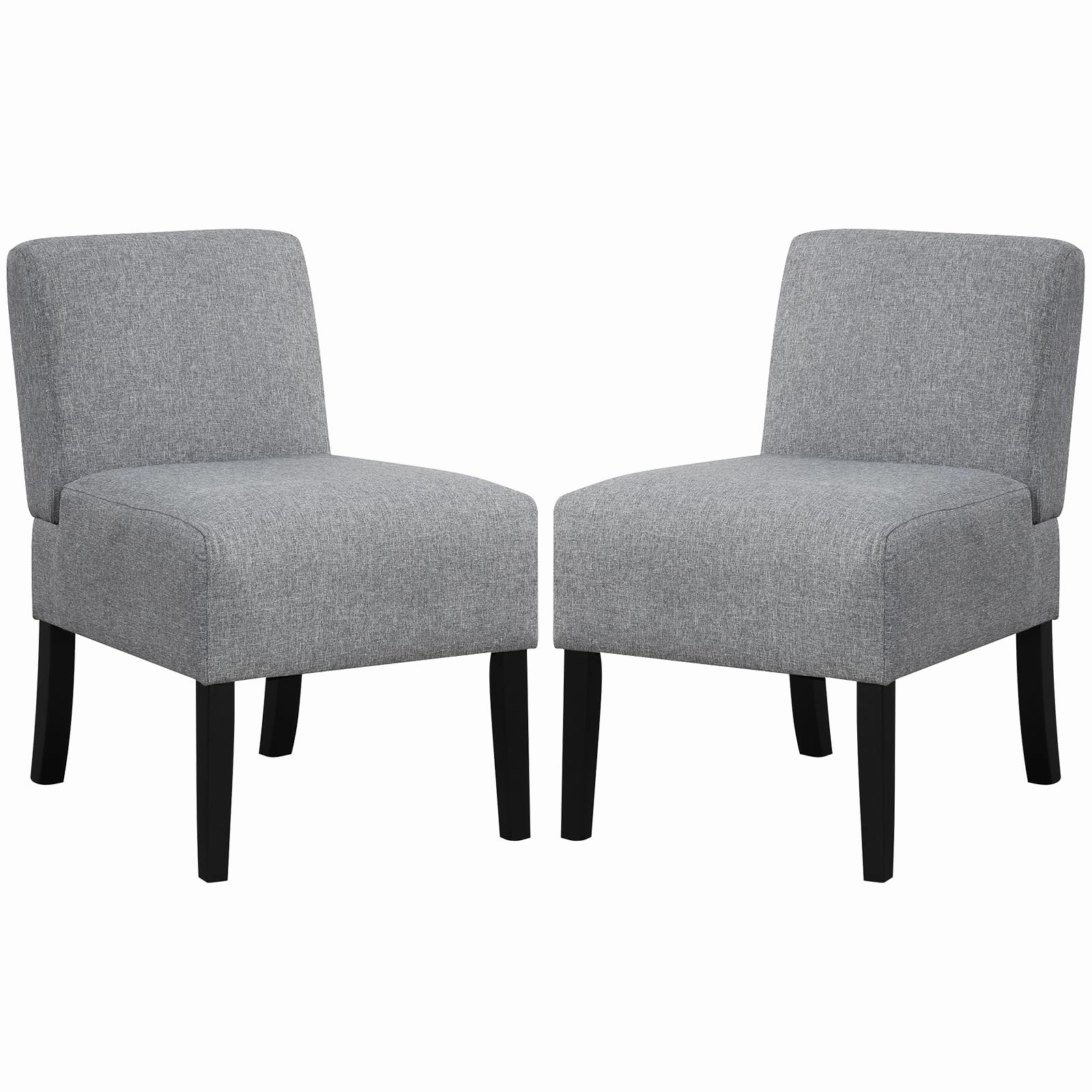 Giantex Armless Accent Chair Set of 1/2/4, Upholstered Living Room Chair with Rubber Wood Legs