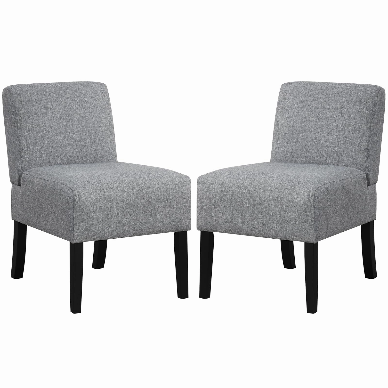 Giantex Armless Accent Chair Set of 1/2/4, Upholstered Living Room Chair with Rubber Wood Legs