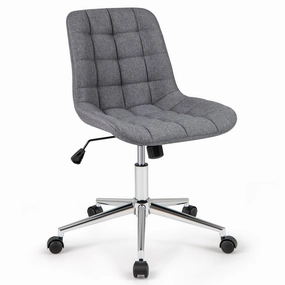 Giantex Armless Office Chair, Linen Fabric Vanity Chair with Wheels & Adjustable Height, 360 Rolling Swivel Task Computer Chair outdoor dining set, patio table