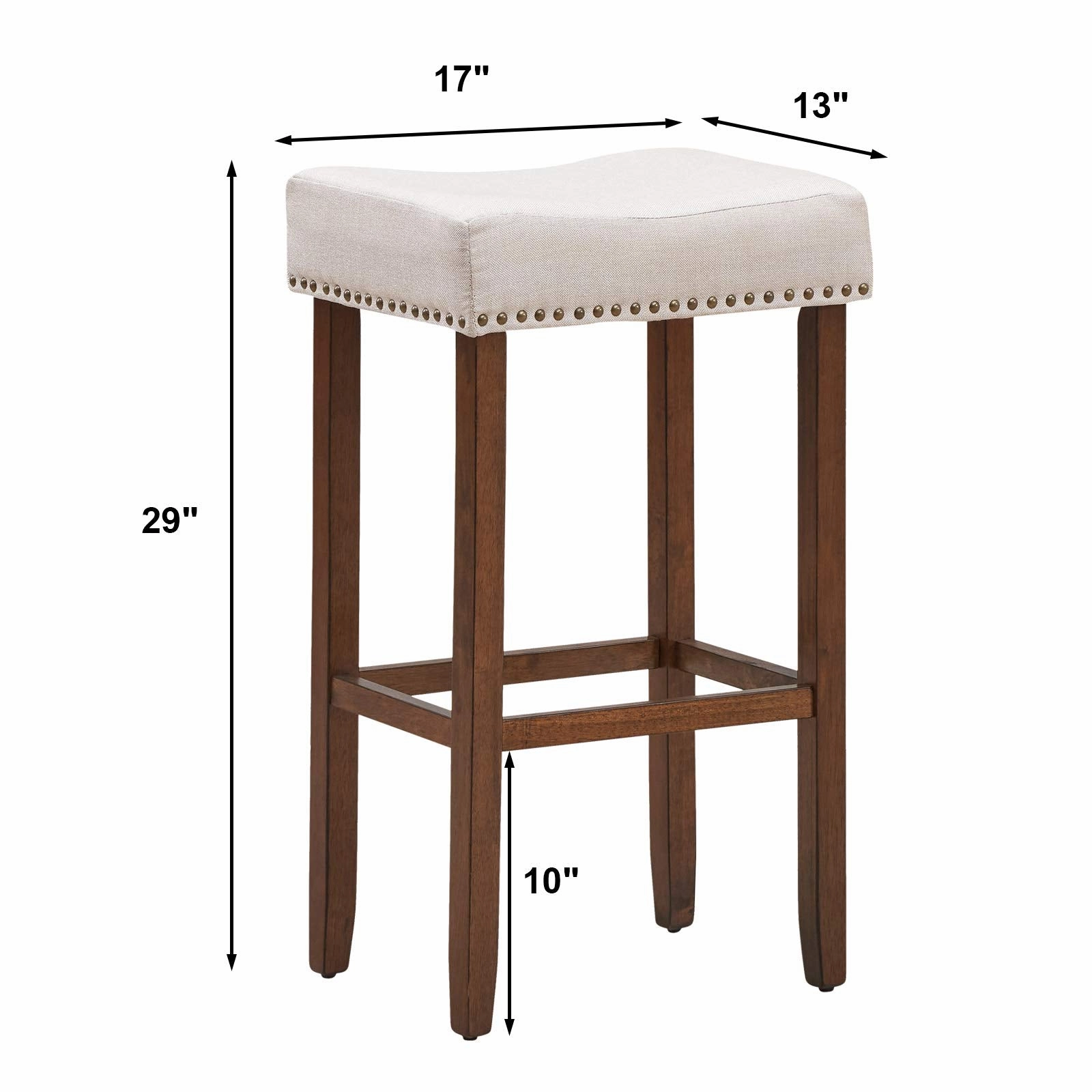 Giantex Backless Counter Height Stools with Brass Nail Head Studs