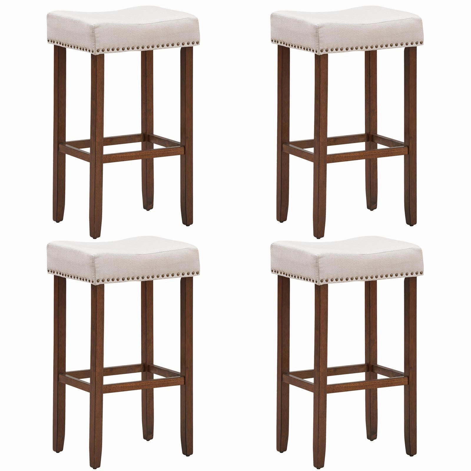 Giantex Backless Counter Height Stools with Brass Nail Head Studs