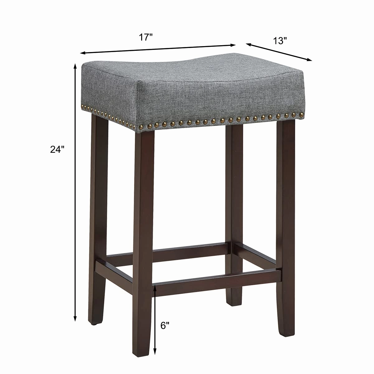 Giantex Backless Counter Height Stools with Brass Nail Head Studs