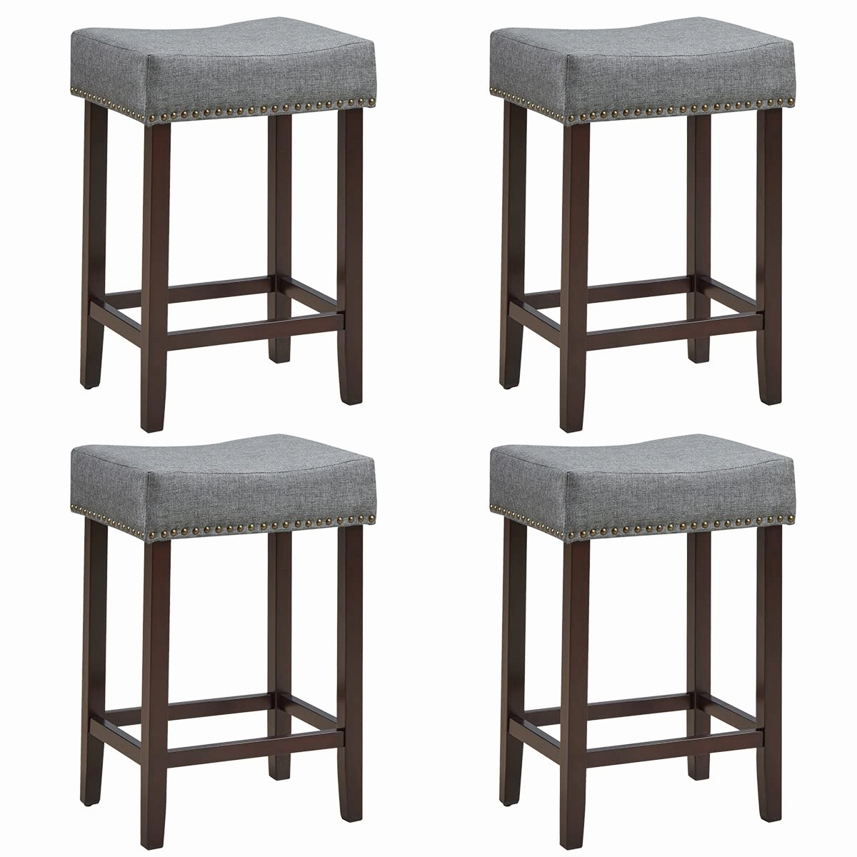 Giantex Backless Counter Height Stools with Brass Nail Head Studs