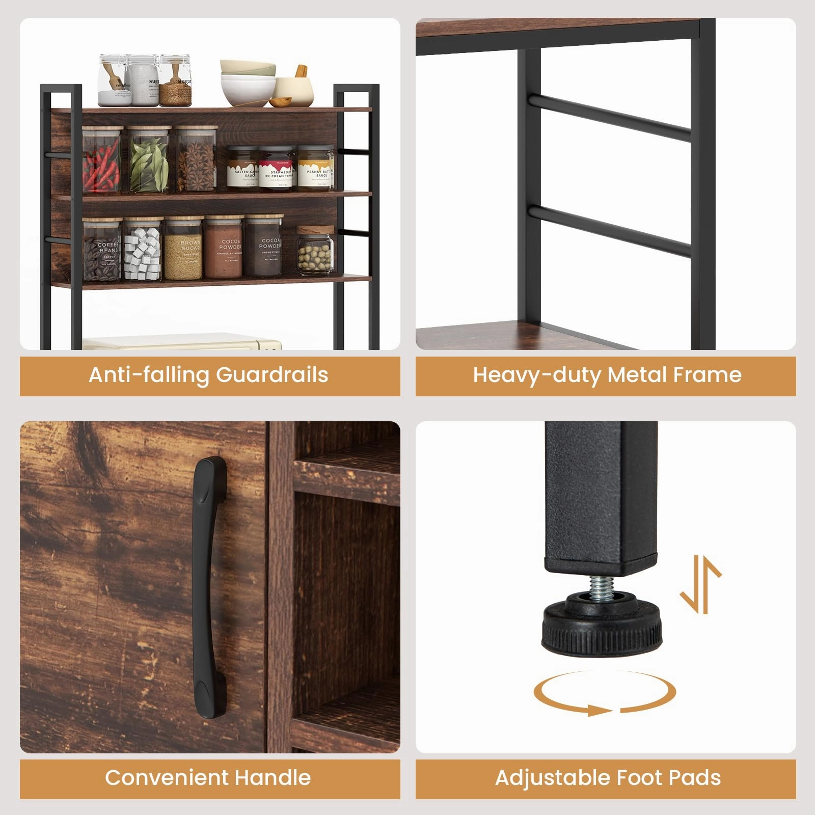 Giantex Bakers Rack with Power Outlet, 67 Microwave Stand with Storage Cabinet, Spice Rack