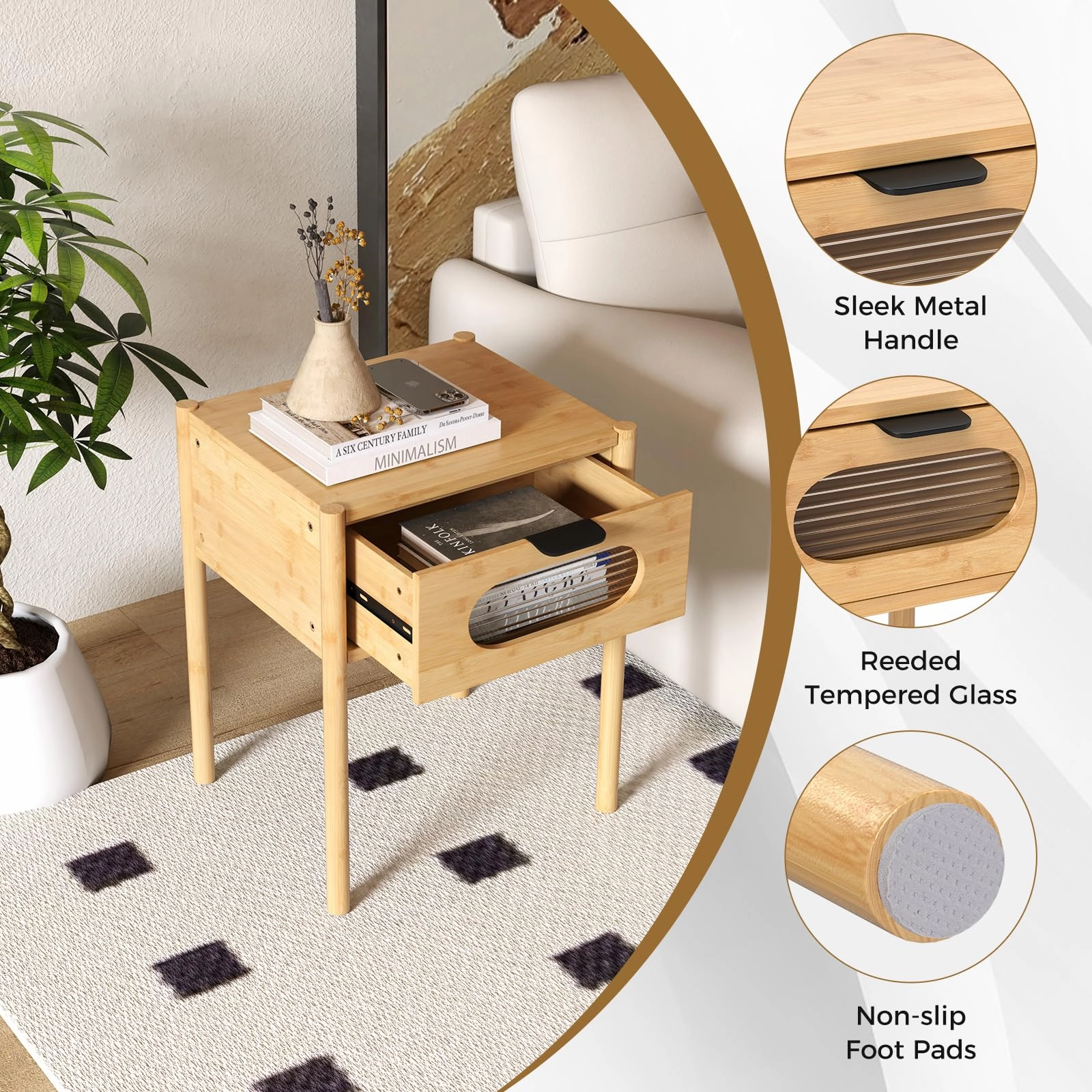 Giantex Bamboo Nightstand