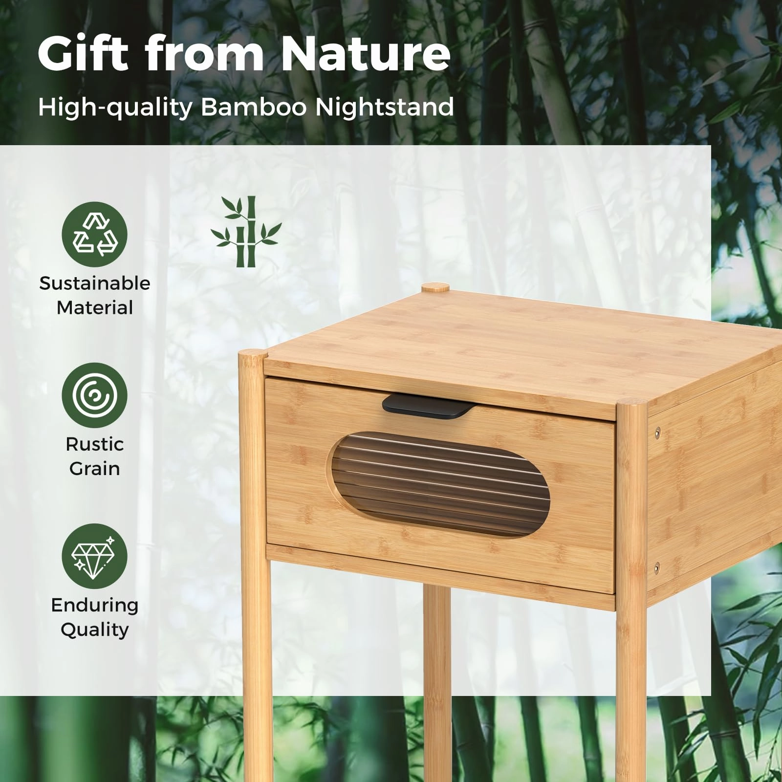 Giantex Bamboo Nightstand