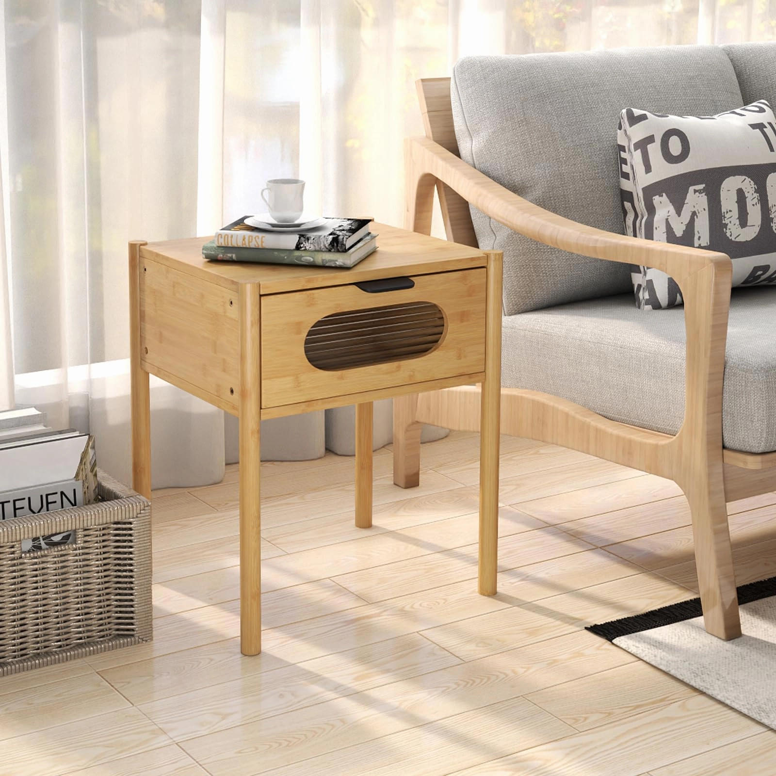 Giantex Bamboo Nightstand