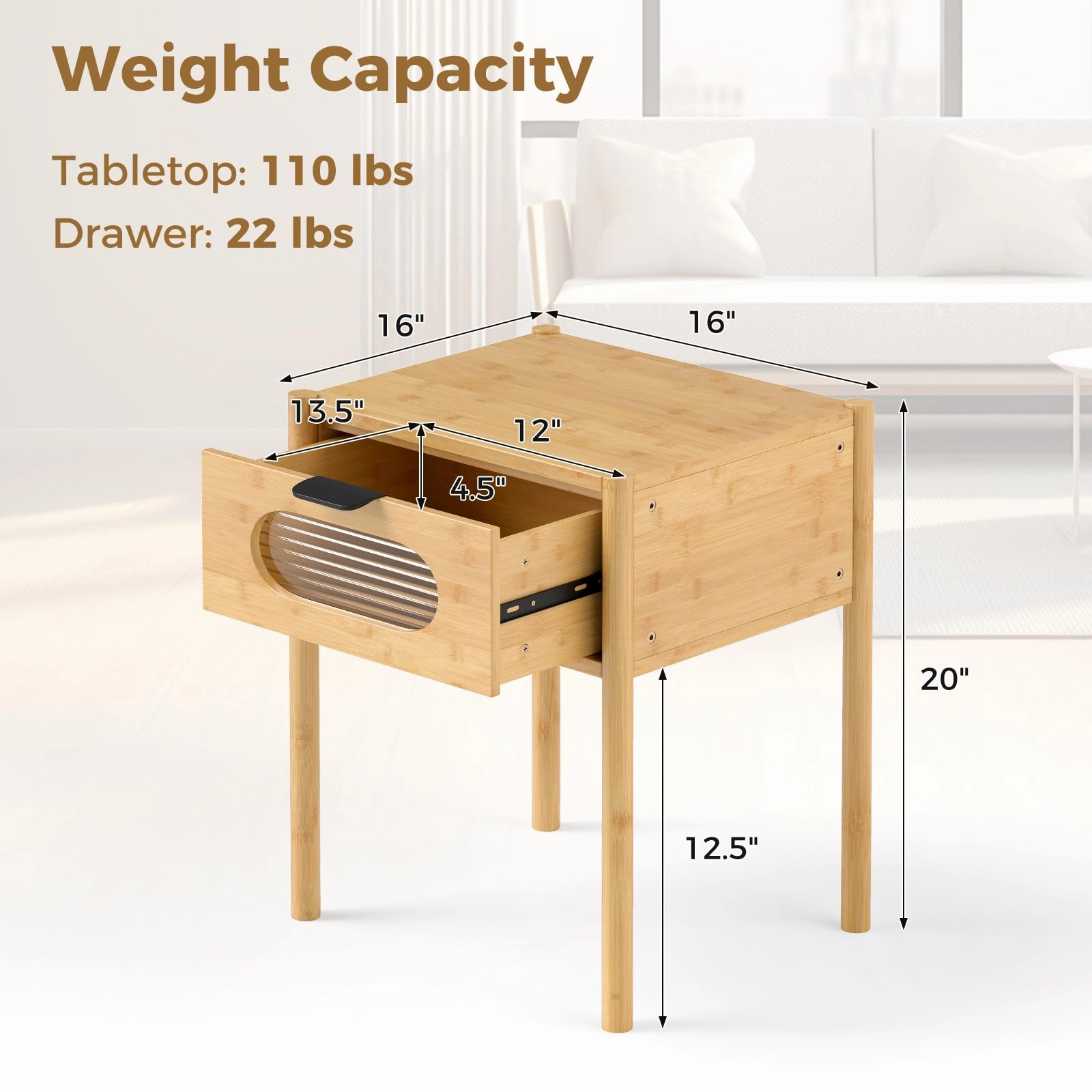 Giantex Bamboo Nightstand