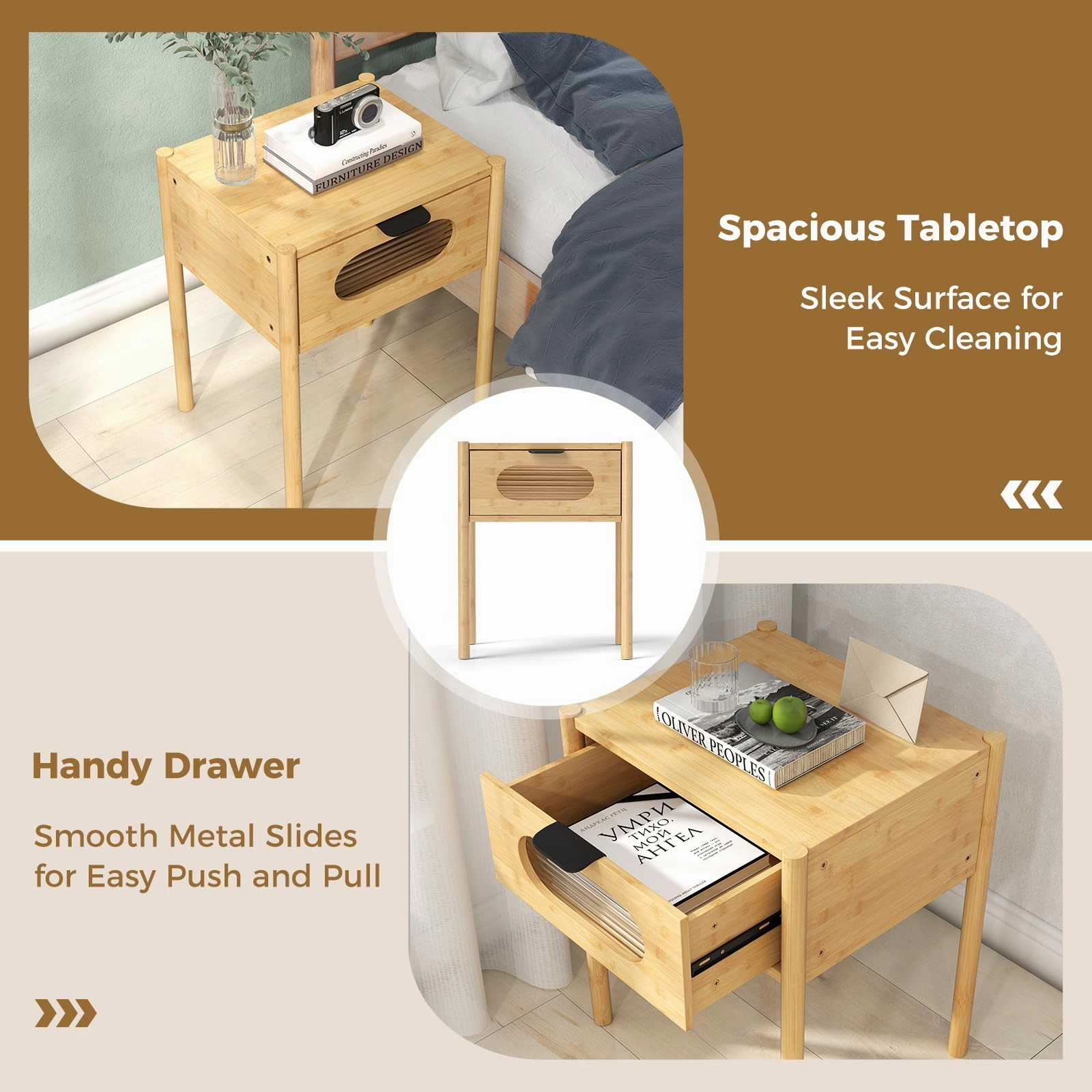 Giantex Bamboo Nightstand