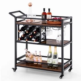 Giantex Bar Cart, 3 Tier Serving Cart for Home kitchen towel, placemats