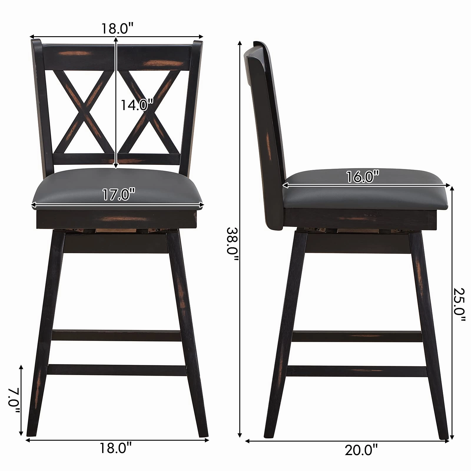 Giantex Bar Stool with Foot Rest Upholstered Cushion & Ergonomic Backrest